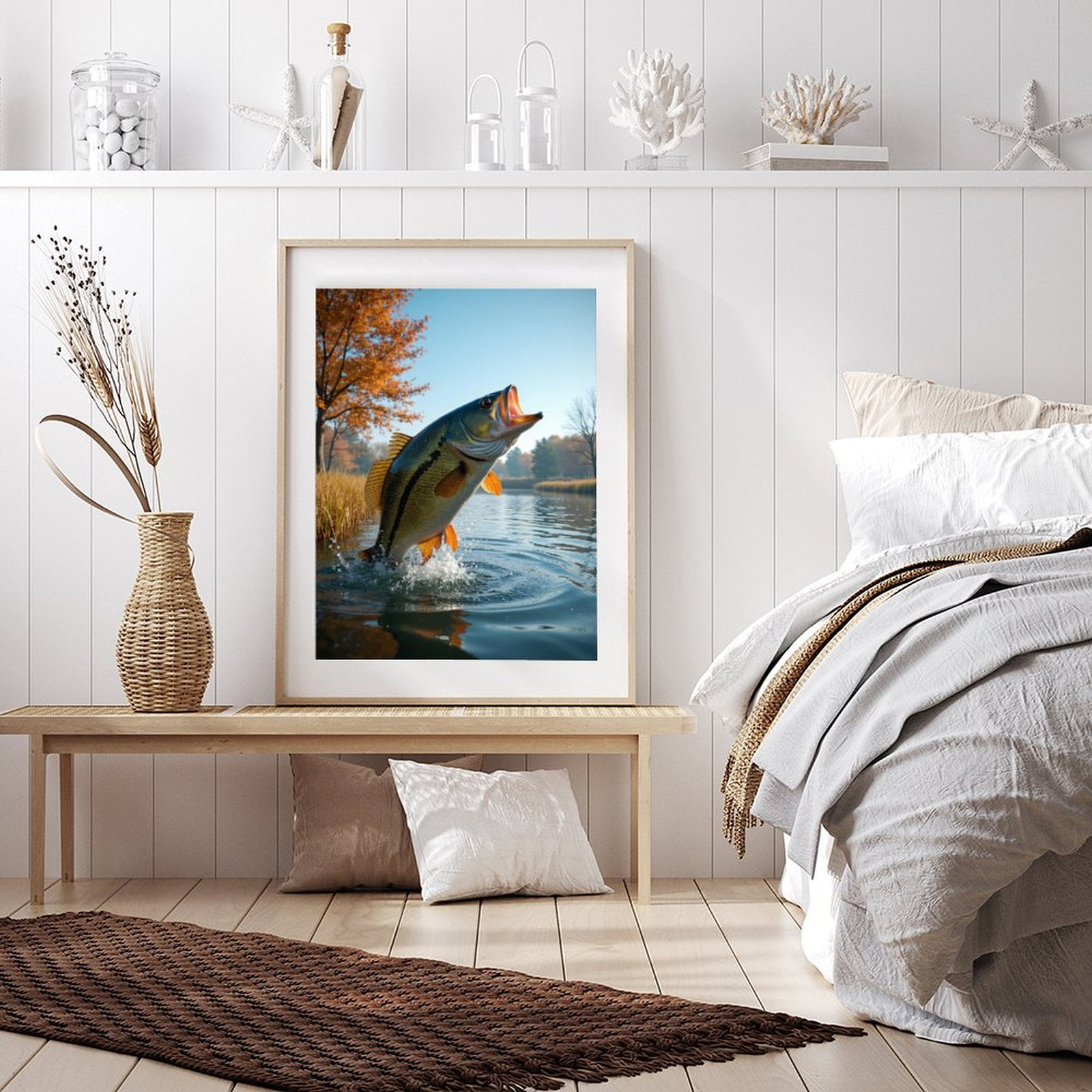 Diamond Art Kits for Adults - 5d Jumping Fish Autumn Lake Scene Diamond Painting for Adults, Diamond Art for Adults Beginners, Diamond Painting Kits for Adults for Home Wall Decor