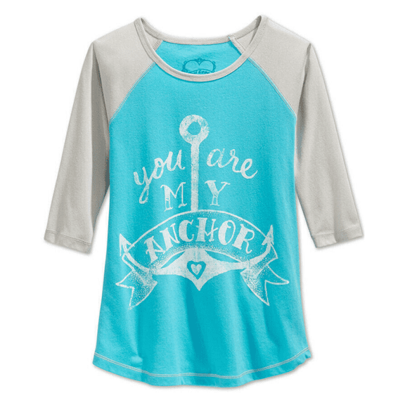 First Love Girls' You Are My Anchor Raglan-Sleeve T-Shirt, Sm