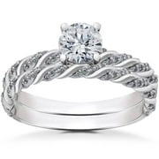 Pompeii 1/3 ct Diamond Mia Engagement Ring Setting & Matching Wedding Band (F,VS)