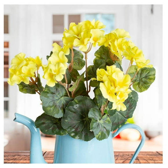 Poly Silk Yellow Colored Geranium Bushes - Pack of 2 Geranium Poly Silk Flower Bushes for Spring and Summer Floral Arrangements and Centerpieces