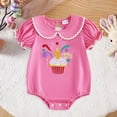 thumbnail image 2 of KPOPLK 3 6 9 12 18 Months Baby Girl Clothes Infant Summer Oversized Bubble Romper Toddler Baby Plain Short Sleeve Jumpsuit Hot Pink Size 6-12 Months, 2 of 7