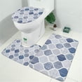 thumbnail image 2 of Blue and White Geometric Quatrefoil Pattern Bathroom Rugs Sets 3 Piece,Toilet Cover Set,Absorbent Non Slip Bathroom Mats Sets with U-Shaped Contour Rug Toilet Rug Set, 2 of 5