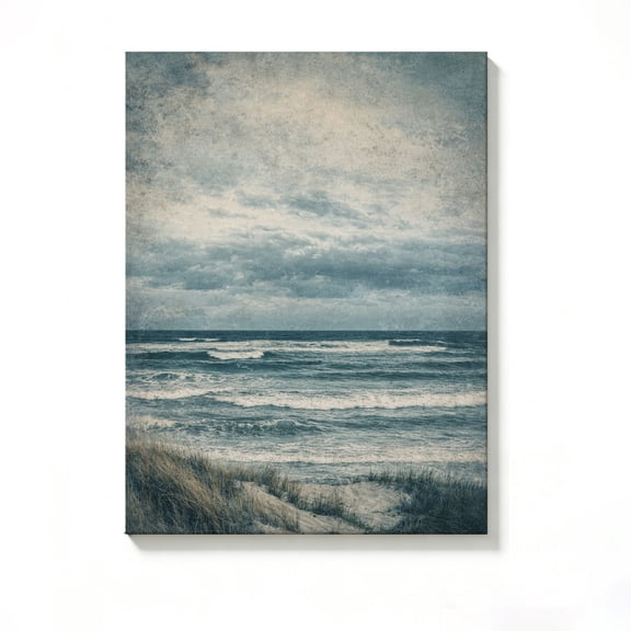 FLASHLUMI 8x12 Inch Vintage Textured Coastal Ocean Landscape Oil Painting Canvas Wall Art, Nautical Beach Nature Home Decor for Living Room Bedroom, No Frame