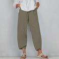thumbnail image 2 of Lmnyox Loose Casual Capris for Women Baggy Wide Leg Elastic Waist Capri Pants Summer Cropped Trousers with Pocket, 2 of 5