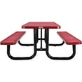 thumbnail image 2 of Global Industrial 694555RD 8 ft. Rectangular Outdoor Steel & Perforated Metal Picnic Table, Red, 2 of 7