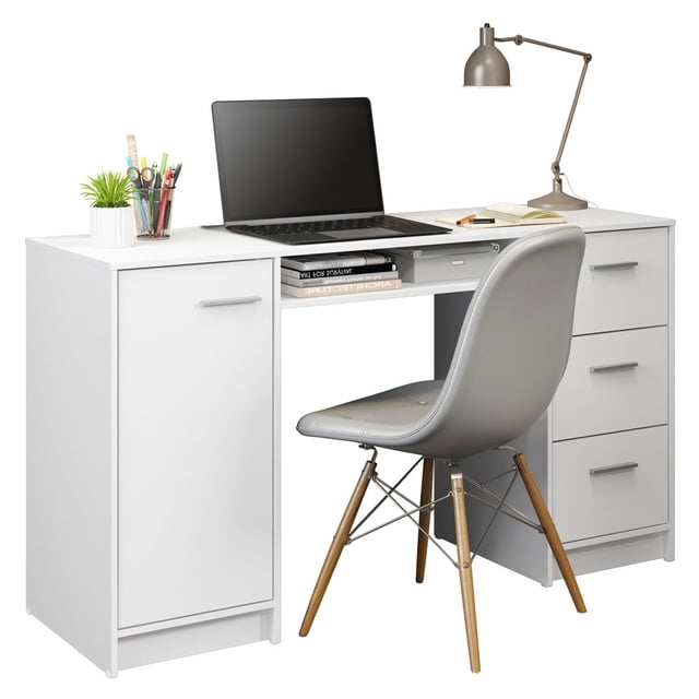 Escritorio de Oficina Madesa con 3 cajones y 1 puerta Blanco modelo Alaska