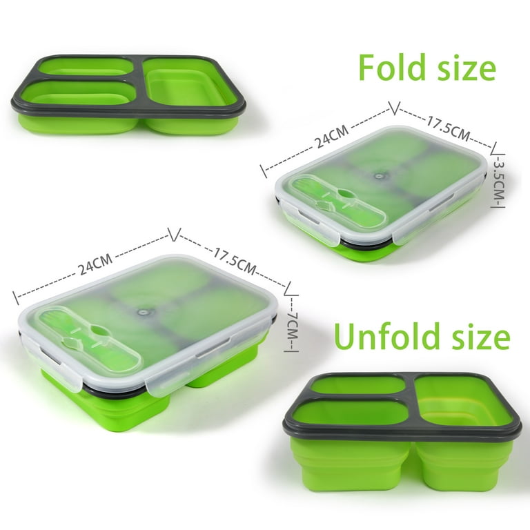 Eco One Bento Box Collapsible 3 Section BPA Free Silicone Lunch Box  Red*New*
