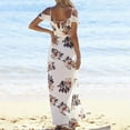 thumbnail image 4 of Vestido HUOGUO Halter con volantes y estampado casual para mujer, 4 of 5