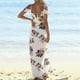 thumbnail image 4 of Vestido HUOGUO Halter con volantes y estampado casual para mujer, 4 of 5