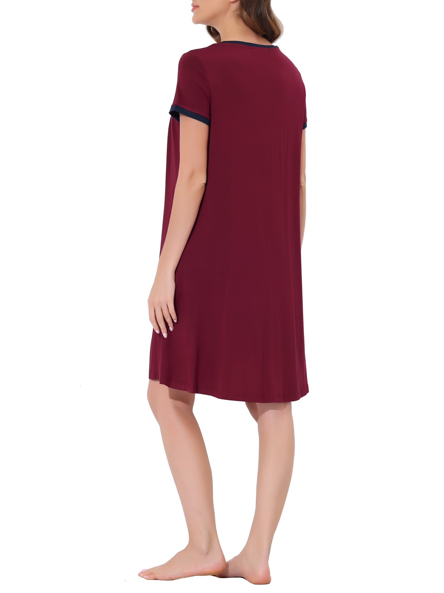 Unique Bargains Women's Sleepwear Pajama Dress Strtechy with Pockets Lounge Nightgown