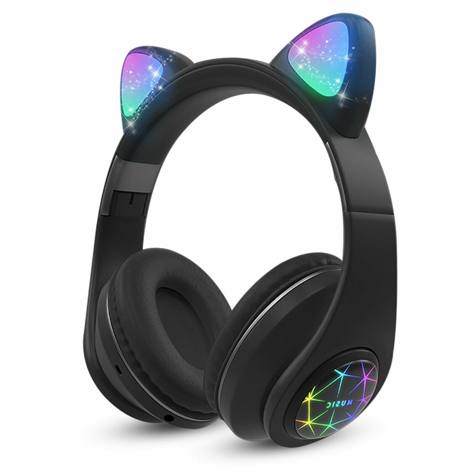 Bluetooth Wireless Cat Rabbit Ear Headsets LED Headphones with