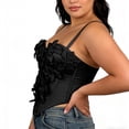 thumbnail image 6 of POUNOO Womens Floral Corset Tops Slim Fit Spaghetti Strap 3D Floral Applique Casual Tops Party Style Bustiers Gift, 6 of 9