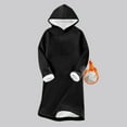 thumbnail image 2 of Kaemgyyd Long Sleeve Dress for Women Winter Warm Fleece Sherpa Lined Tunic Dress Soft Solid Hooded Sweatshirts Dresses, 2 of 6