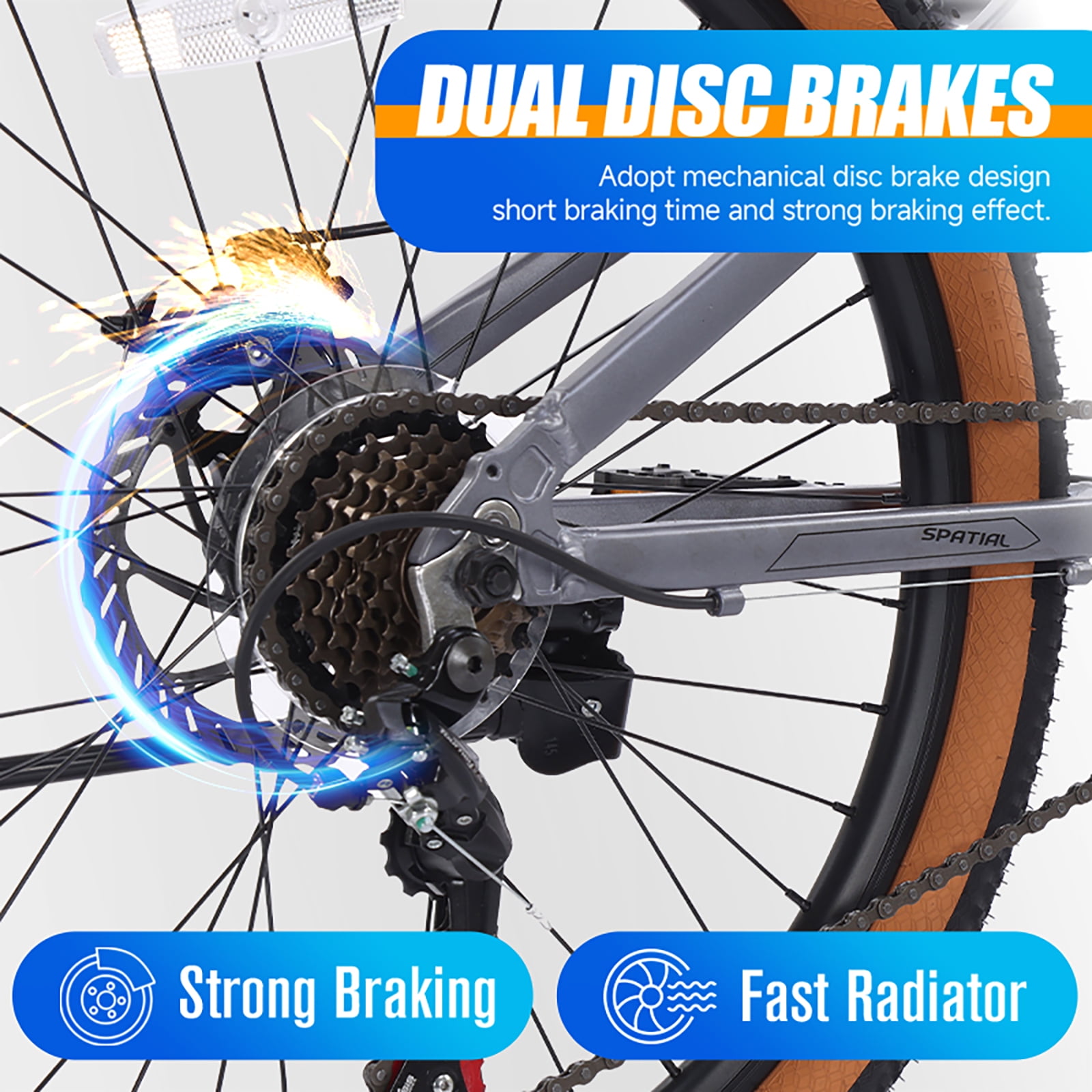 24" Wheel Mountain Bike, 21 Speed with Dual Disc Brake Mountain Bicycle, Aluminum Frame Fits Teens Womens Mens MTB Cycling Bikes