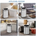 thumbnail image 3 of 13 Gallon/50 Liter Kitchen Trash Can With Touchless Motion Sensor, Automatic Stainless-Steel Simple Human Garbage Bin, Anti-Fingerprint Mute Design, Smart Lid, 3 of 9