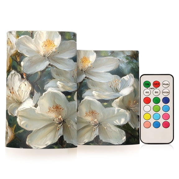 BZSMCE Flameless Candles LED Lights White Flowers Blooming Creativity Battery Candles