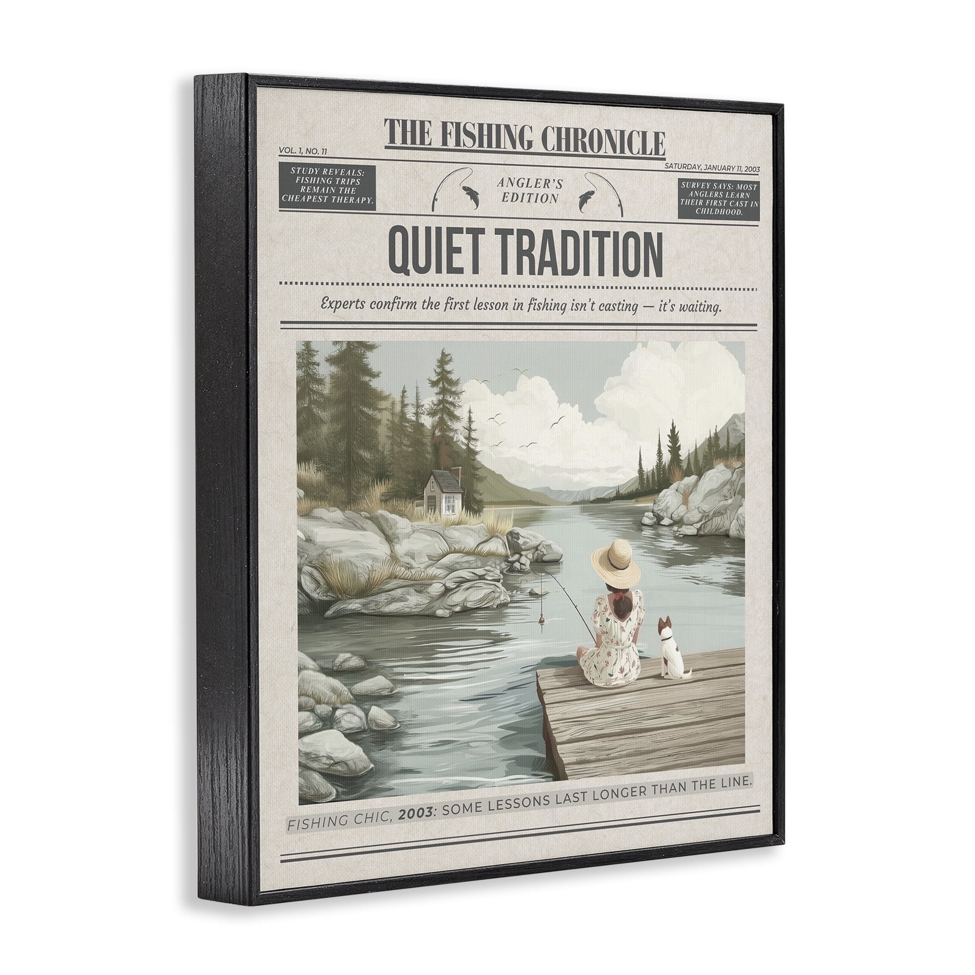Stupell Industries Fishing Chronicle Magazine Black Framed Giclee Art, design by A Barefoot Stylist