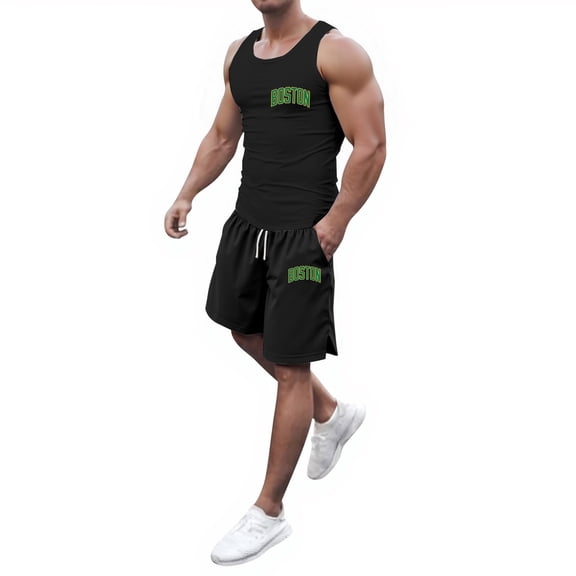 Afdoent Men's 2 Piece Short Set Mens Casual Summer Outfits For Everyday Wear Unique Printed Sleeveless Vest And Shorts Set For Outdoor Activities Versatile Style Beach Vacation Outfits