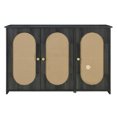 thumbnail image 3 of Kojooin 3-Door Sideboard Buffet Cabinet, Console Table, Sideboard Storage Cabinet With Artificial Rattan Doors And Metal Handles For Entryway Living Room Dining Room Kitchen, 3 of 6