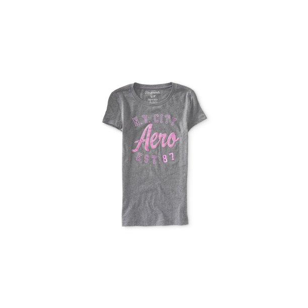 Aeropostale Ny City Aero playera gráfica para mujer, gris, XS Aeropostale Camiseta gráfica
