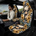 thumbnail image 2 of Xixirimido Breathable Car Seat Cover Set of 5 PU Leather Front Seats with Seat Belt & Console Covers Universal Fit Automotive Accessories, Sunflower Cowhide Highland Cattle, 2 of 8