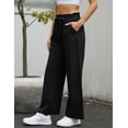 thumbnail image 5 of GymChoice Womens Cotton Linen Pants High Waisted Wide Leg Drawstring Casual Loose Trousers with Pockets Blue, 5 of 9