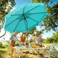 thumbnail image 7 of 10 Feet Patio Umbrella,Outdoor Table Market Umbrella with Crank Adjustable Canopy Tilt, Polyester Fabric Outdoor Umbrella for Garden, Swimming Pool, Deck and Backyard, Turquoise, 7 of 7