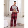 thumbnail image 4 of GIRUNS Men's Pajamas Set Long Sleeve Sleepwear Soft Loungewear Pants Pjs Sets with Pockets Red Plaid L, 4 of 7