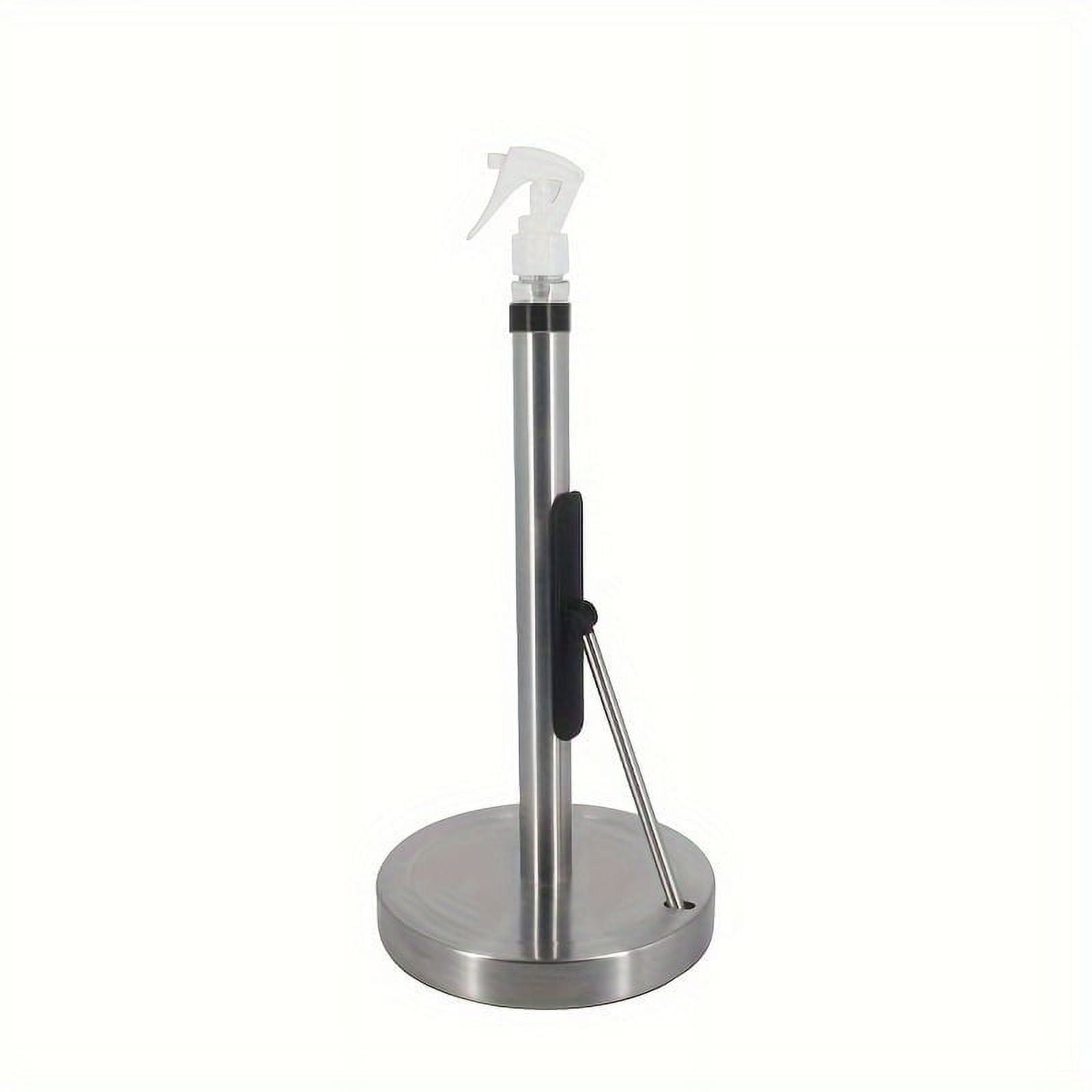 Gnmfd Paper Towel Holder with Spray Bottle Center, Stainless Steel Weighted Base for Kitchen Bathroom Cleaning, Tear Off One Hand Paper Towel Dispenser for Countertop Space Saving