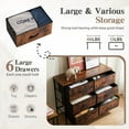 thumbnail image 3 of JONPONY Dresser TV Stand for Bedroom, 6 Drawer Fabric Storage Chest with Metal Frame & Wooden Top, Organizer for Closet & Living Room, Brown, 3 of 7