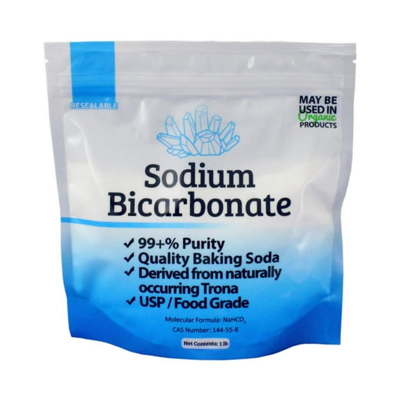 Sodium Bicarbonate Powder, 1 lb Organic Food Grade ORMI Listed Pure Baking Soda