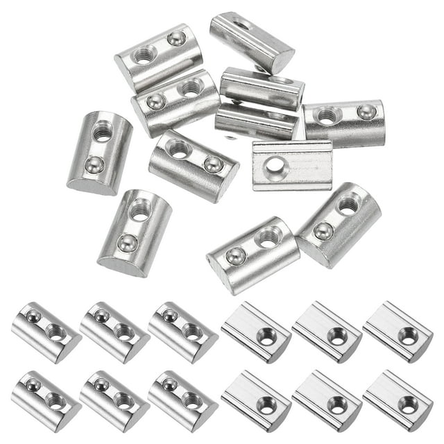 M6 Demi-Rond Rouleau en Ressort Écrous en T Série 4545 Acier au Carbone Fente en T Écrous à Ressort Argent, 12 Pcs