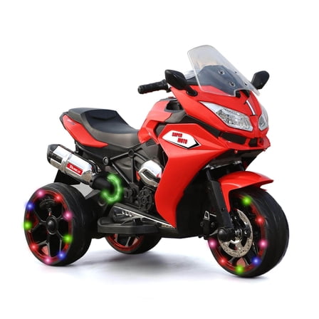 Tamco 12V Kids Electric Ride On Motorcycle w/ Three Lighting Wheels, Red
