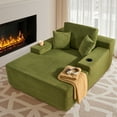 thumbnail image 2 of Ovios 67'' Oversized Chair Chaise Lounge with Cup Holders Indoor Cloud Floor Sofa Bed Comfy Upholstered Deep Seat Sleeper Reading Chair Couch for Living Room, No Assembly, Green(Sherpa), 2 of 9
