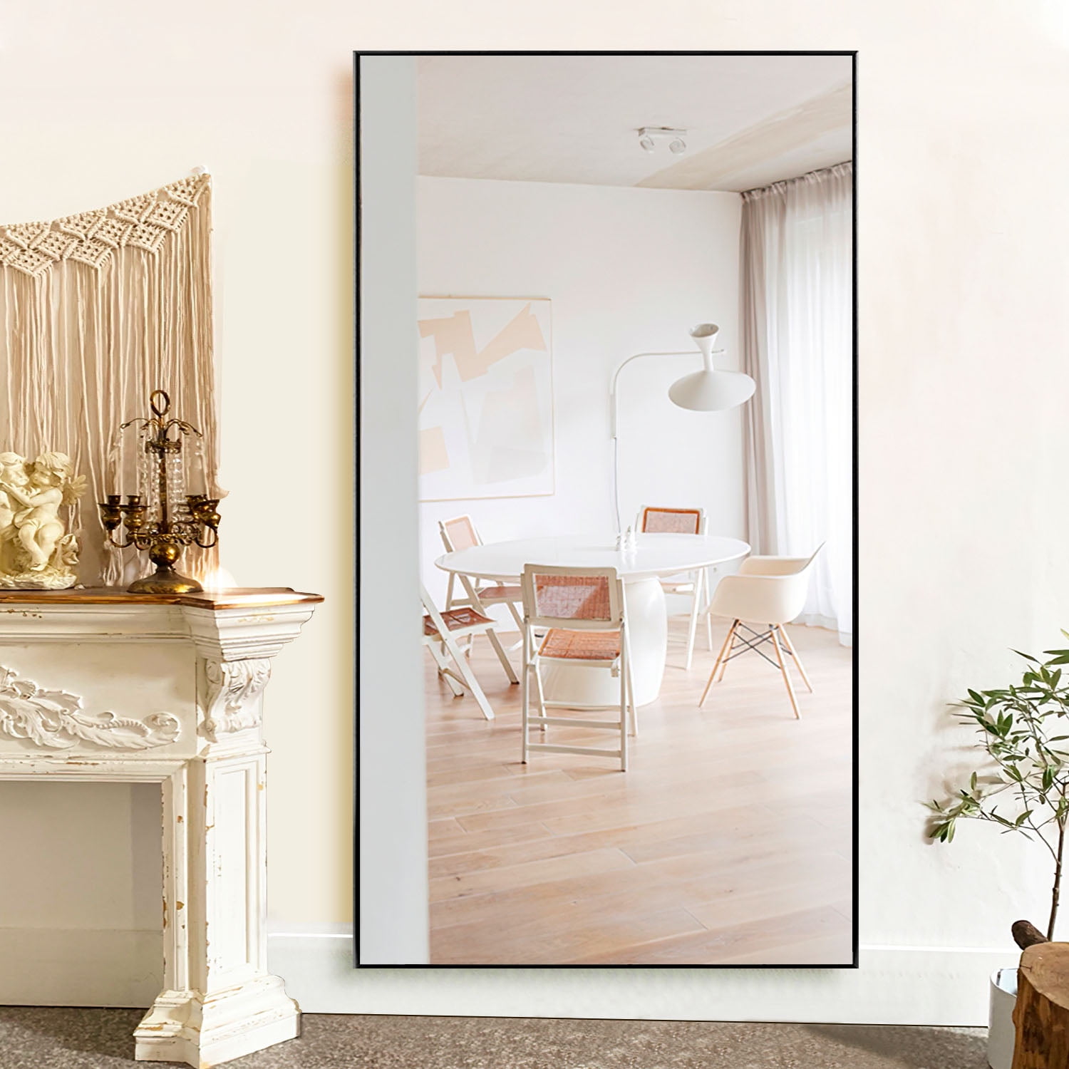 0.9 " x 71 " Black Modern simplicity Modern simplicity Floor Mirror 1