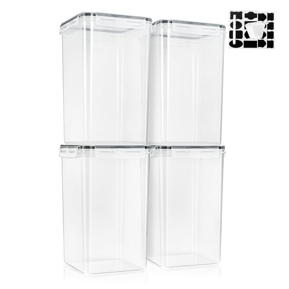 Sorbus 4-Pack Airtight Food Storage Containers (6.5L/219.79 Oz) with Locking Lids, Measuring Cups & Labels