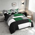 thumbnail image 2 of Manfei Abstract Grid Twin Bedding, Forest Green Checkered Bedding Comforter Set, Black Reversible 7 Pieces, 2 of 6