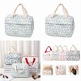 thumbnail image 4 of Lunch Bag Cute for Work Quilted Tote with Floral Pattern Front Pocket and Insulated Lunch Container Tote,27X19X1.5 cm,Light Blue, 4 of 9