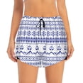 thumbnail image 2 of Picia Abstract Gondola Snowflake Pattern Women's 2 in 1 Athletic Running Shorts High Waisted Workout Casual Gym Sweat Shorts with Comfy Liner Zipper Pockets-, 2 of 9
