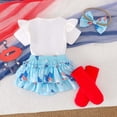thumbnail image 7 of UngA Baby Fourth of July Outfit Girl Ruffle Romper+Bloomers Tutu Skirt+Socks+Headband 4Pcs Infant Newborn Clothes Set (White,12-18 Months), 7 of 7