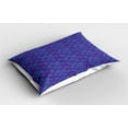 thumbnail image 2 of Ambesonne Jungle Leaves Pillow Sham 2 Pack, Geometric Circular, 30"x20", Fuchsia Violet Blue, 2 of 3