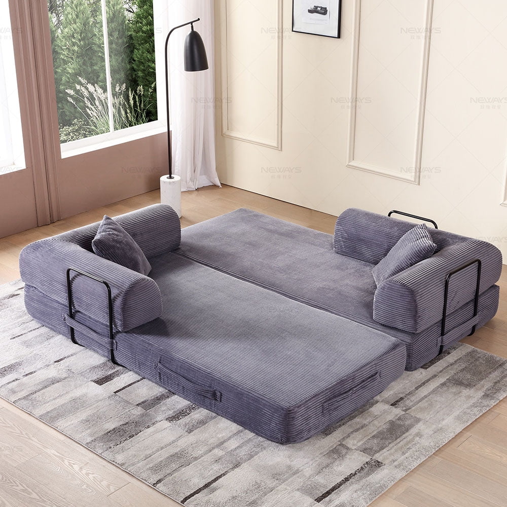 Miniyam 78 W x 35.4 L x 26.7 H Convertible Sleeper Sofa 2 in 1 Sleeper Sofa Couch Bed with Fixed-Shape Frame 3 Seat Folding Sofa Bed, Gray