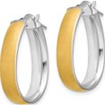 thumbnail image 2 of 14K Yellow & Rhodium And White 4.85X18.5mm Satin Polished Teardrop Hoop Earrings (23 X 18.25) Made In Peru tf1756, 2 of 5