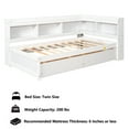 thumbnail image 6 of Bellemave Twin Size Platform Bed with L-shaped Bookcases and Drawers Twin Storage Platform Bed Frame with Built-in Shelves for Teens, No Box Spring Needed, White, 6 of 11