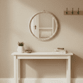 thumbnail image 4 of MEHOOM 17" Round Wall Mirror, Boho Hanging Round Mirror, Wall Decor for Bedroom, Bathroom, Living Room, Beige, 4 of 10