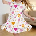 thumbnail image 2 of HAOTAGS Girls Casual Dress, Puff Short Sleeve Summer Flowy Ruffles Cute Prints Kids Sleepwear Dress Multicolor Size 8, 2 of 9