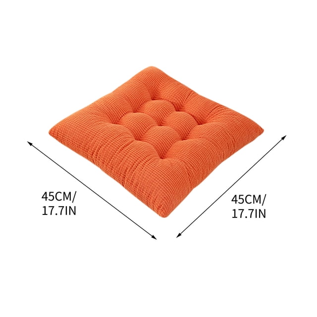 yulier Corduroy Chair Cushion Solid Color Square Thicken Tufted Chair Pad Ultra Soft Non Slip Seat Cushion Floor Pillows for Dining Chair Sofa Patio Office Chair, 18x18 inches, Orange