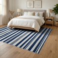thumbnail image 3 of ODIKA Striped Nautical Navy Ticking Wide Band Alternating Lines Sriped for Queen Size Bedroom, Under Bed, Master Suite, Foldable Easy Care, 3 of 7