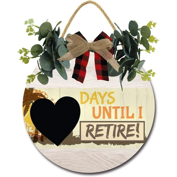 Eveokoki 12" Rustic Wooden Days Until I Retire Signs for Front Porch, Porch Decor Sign, Rustic Wooden Door Hangers Front Door Outdoor Hanging Vertical Sign