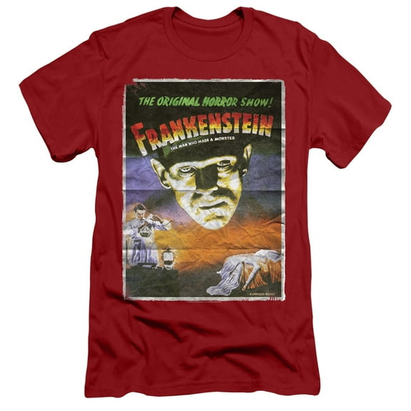 Universal Monsters Frankenstein One Sheet S/S Adult 30/1 T-Shirt Cardinal